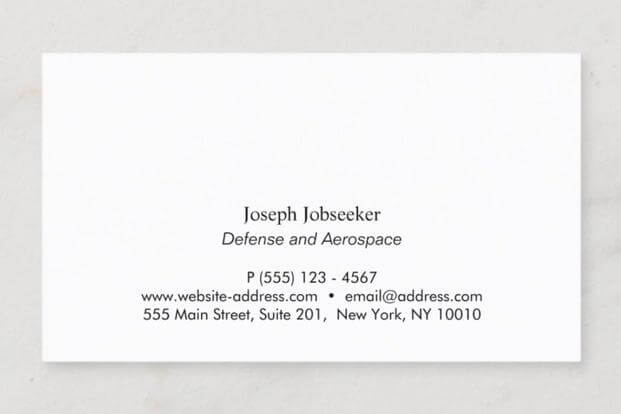 business card of job seeker