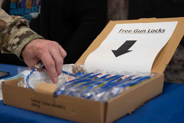 Free gun locks during a suicide prevention event at Hanscom Air Force Base