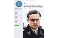 The Dec. 16 post, which ran on the Facebook pages of the XVIII Airborne Corps, 10th Mountain Division and the Defense Department, depicts a color image of SS Lt. Col. Joachim Peiper, a former adjutant to Heinrich Himmler. (DoD via Twitter)