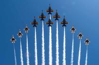 The Thunderbirds and the Blue Angels debut flight formation &quot;Super Delta.&quot;