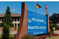 The welcome sign on display at Ramstein Air Base, Germany.