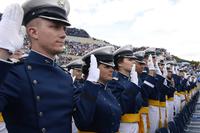 Cadets recite the oath of office during the U.S. Air Force Academy.