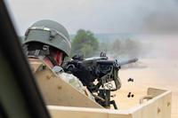 U.S. Army Reserve Soldier fires a Browning M2 .50 Caliber Machine Gun