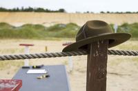 U.S. Army drill sergeants campaign hat hangs atop a post