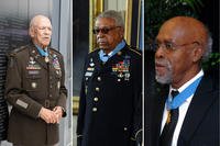 Vietnam War veterans (from left) Paris Davis, Melvin Morris and Clarence Sasser are the only living Black Medal of Honor recipients.
